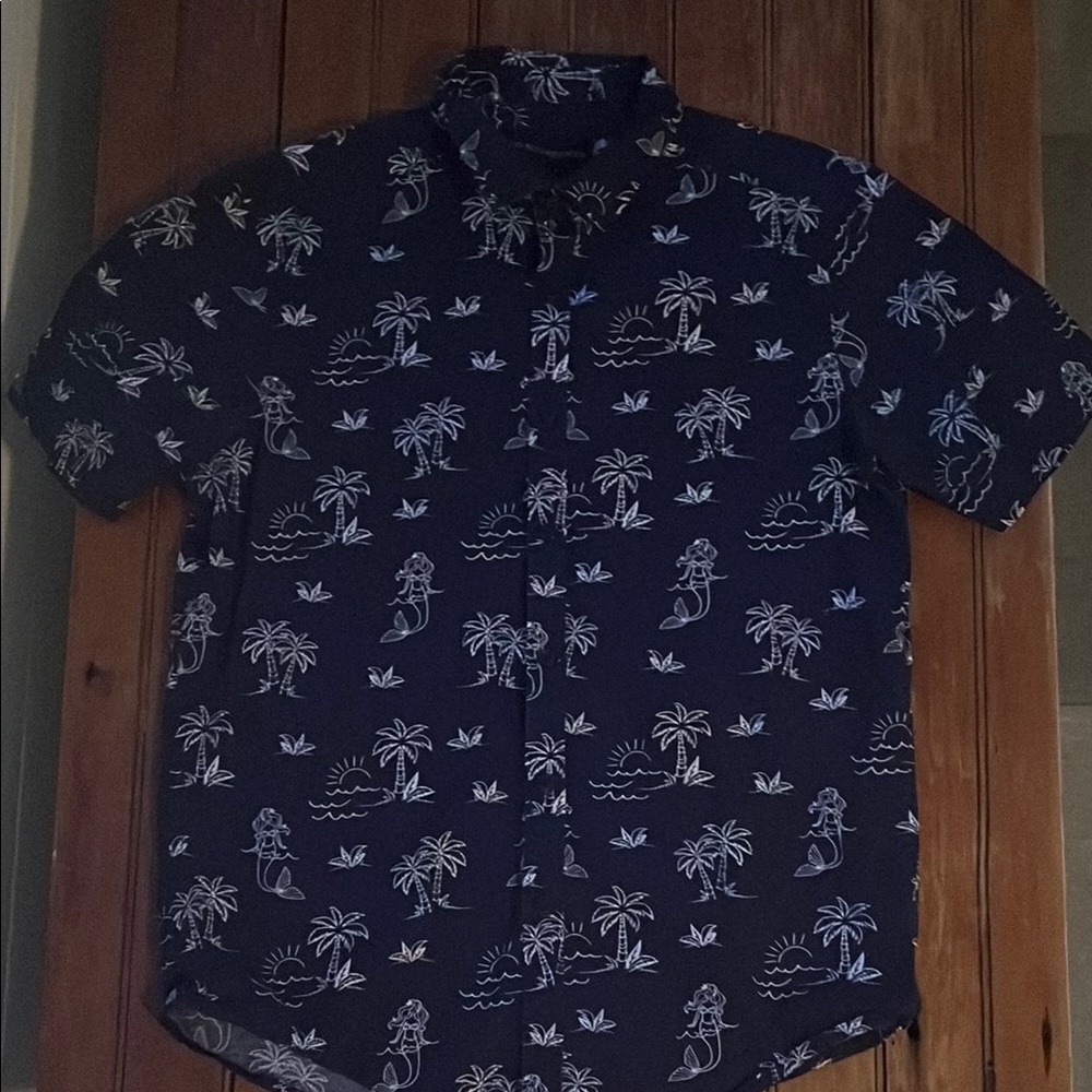 No Boundaries Blue and White Casual Button Down Shirt